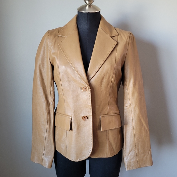 Jacob Jackets & Blazers - Jacob tan leather blazer